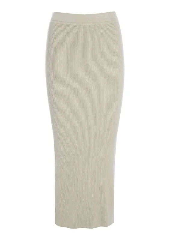 Long Knit Skirt In Ivory