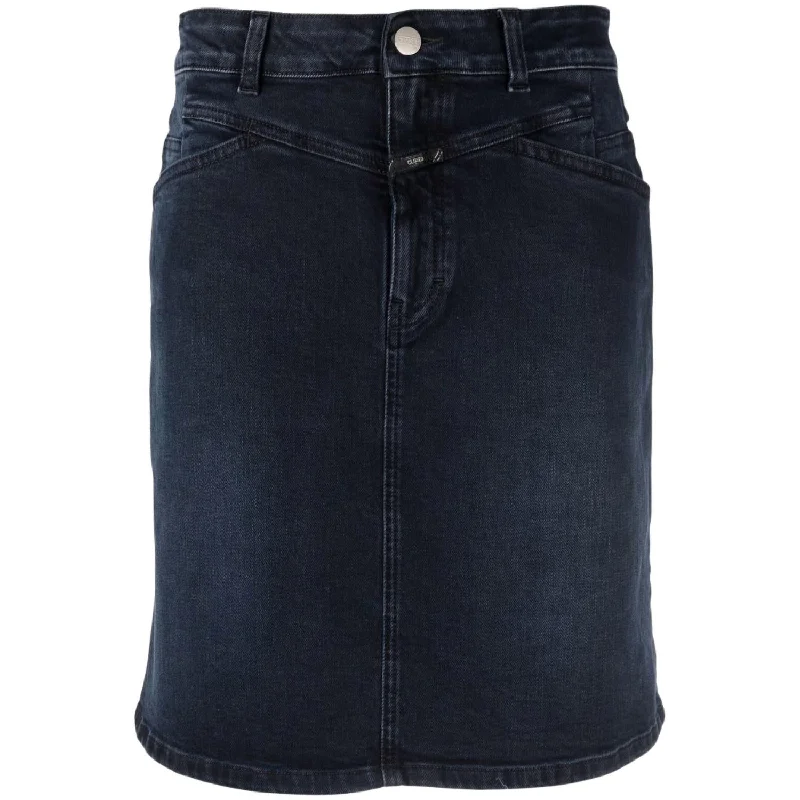 Organic Denim Mini Skirt In Blue/black