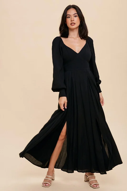 Black Flared Maxi Dress