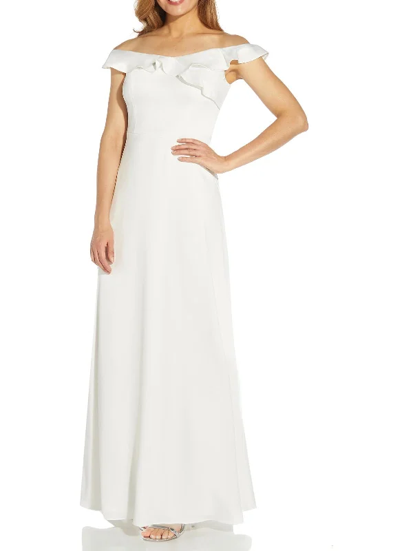 Womens Crepe Wedding Evening Dress