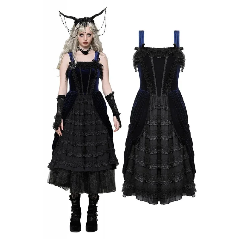 Women's Gothic Lolita Ruffled Lace Slip Dress Wedding Dress