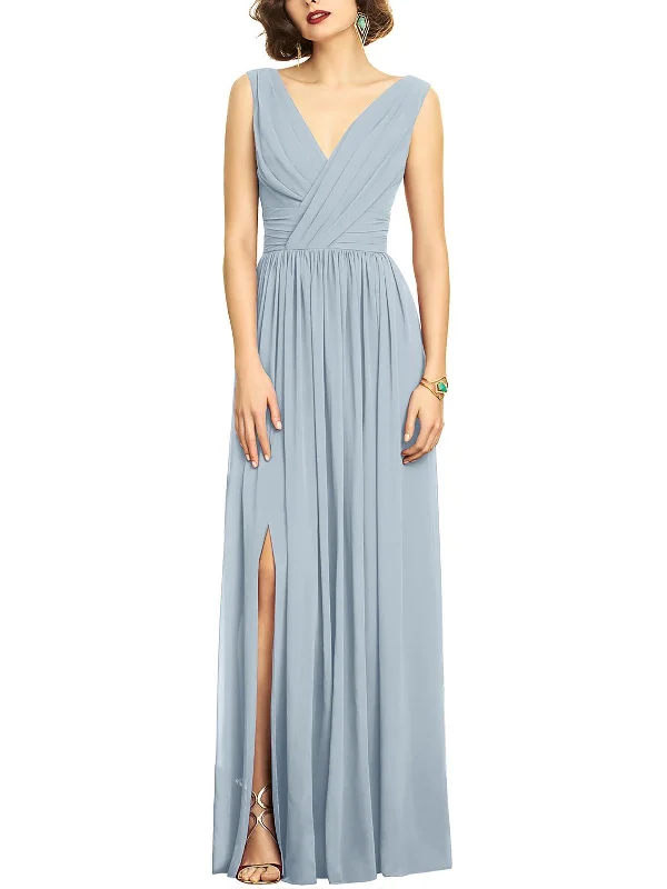 Womens V-Neck Maxi Evening Dress