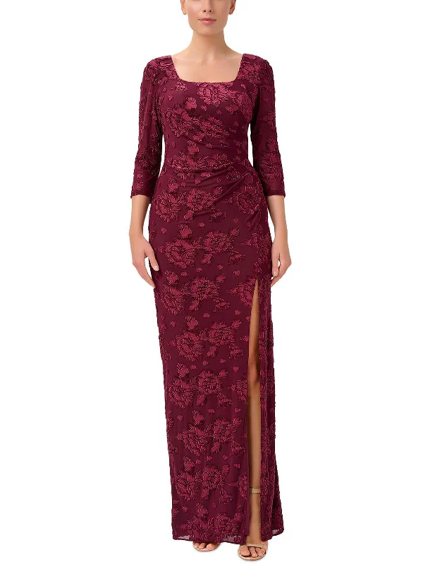 Womens Velvet Burnout Evening Dress