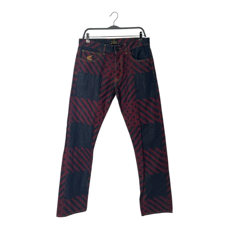 Vivienne Westwood/Bottoms/32/All Over Print/Denim/IDG/DIAGOAL CHECK PATTERN JEANS