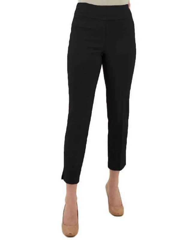 Cigarette Style Woven Ankle Pants In Black