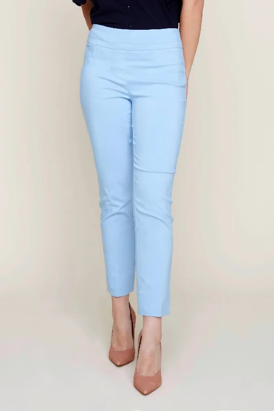 Cigarette Style Woven Ankle Pants In Celestine