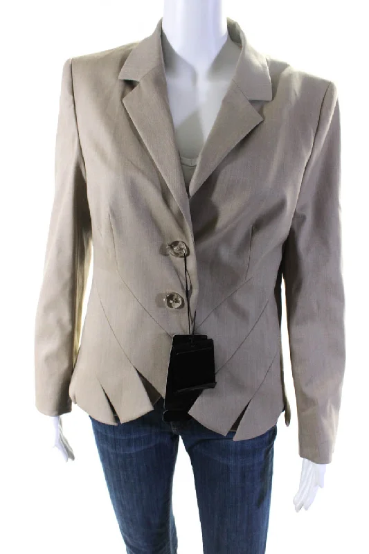 Escada Womens Pleated Bottom Belia Suit Jacket Beige Wool