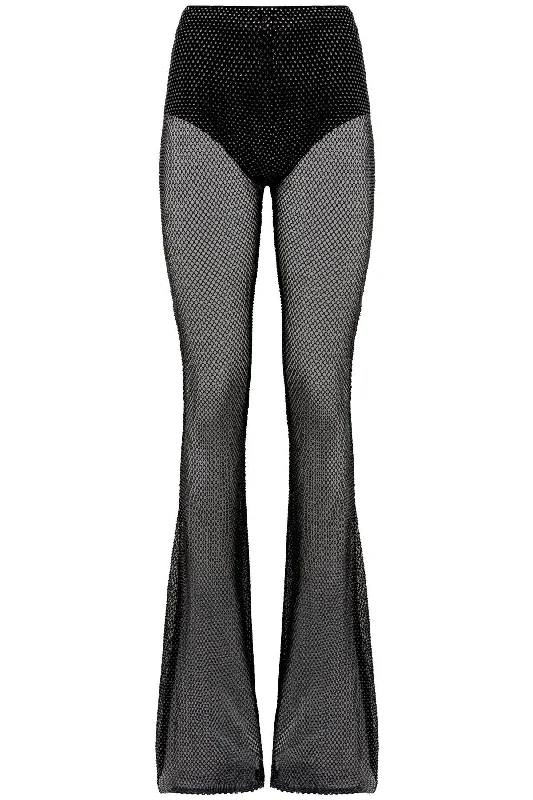 Giuseppe Di Morabito Women's Rhinestone-Studded Fishnet Knit Pants