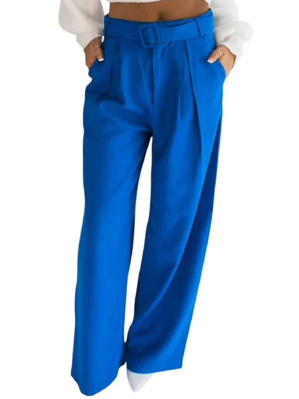 Kylen Belted Trousers In Royal Blue