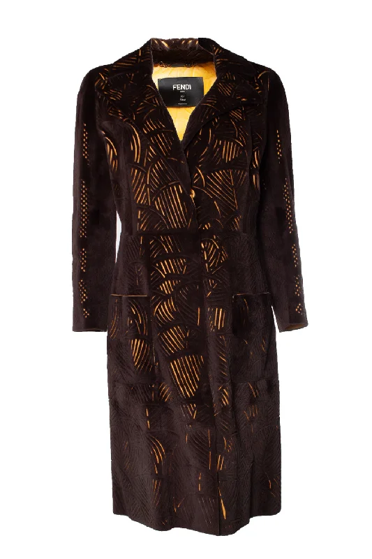 Lasercut mink and leather coat