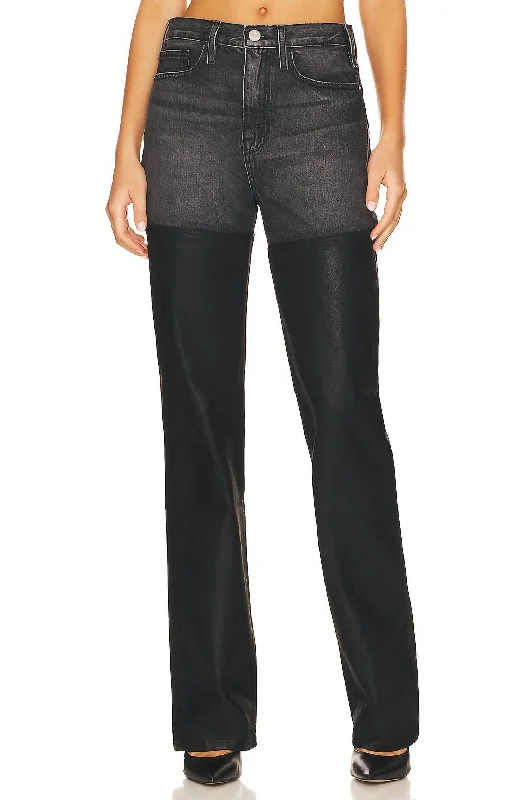 Le Jane Denim Straight Leg Coated Jean In Black, Grey