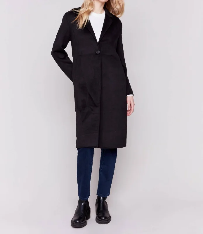 Long Double-Faced Coat Jacket In Black