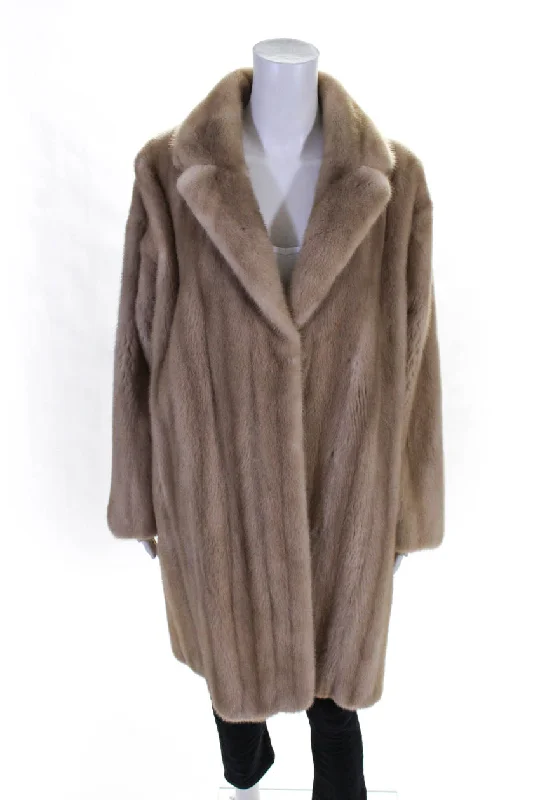 Oscar de la Renta Womens Blonde Mink Fur Silk Lined Coat Blonde