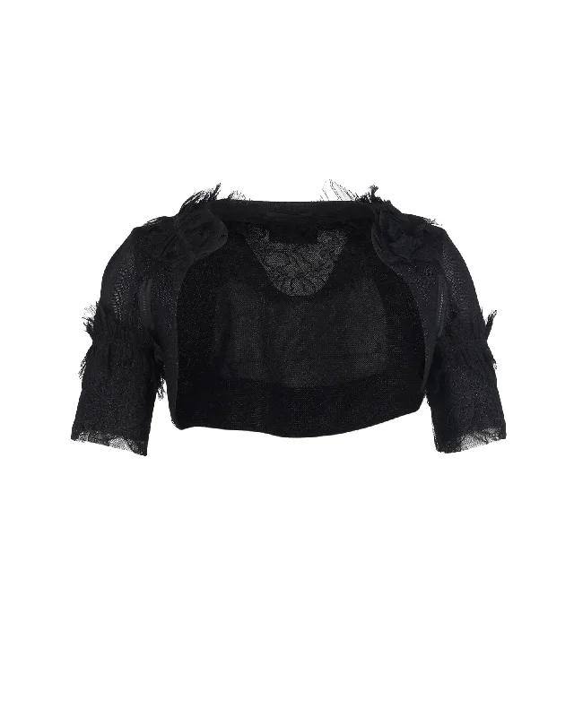 Rochas Lace Shrug in Black Wool