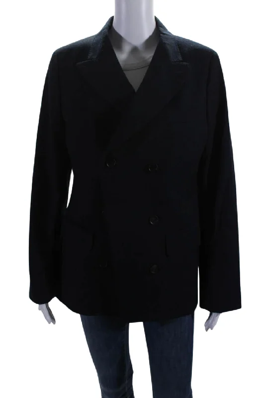 Salvatore Ferragamo Womens Double Breasted Jacket Black Wool