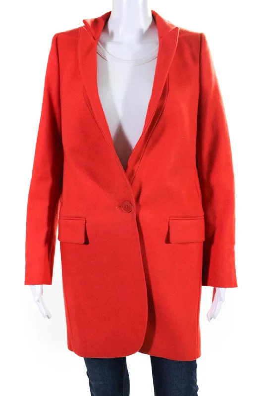 Stella McCartney Womens Wool One Button Inverted Collar Overcoat Orange