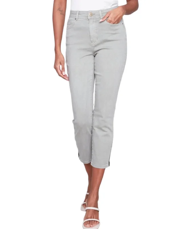 Stretch Colored Twill Pants In Grey