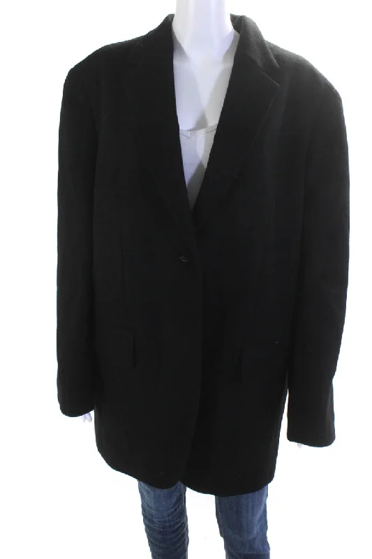 The Row Womens Wool Blend V-Neck Notch Collar One Button Jacket Black