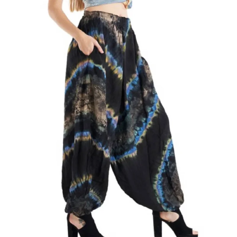 Tie Dye Harem Pants In Blue Multi