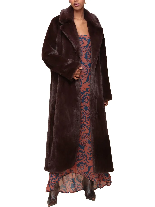 Womens Faux Fur Long Faux Fur Coat