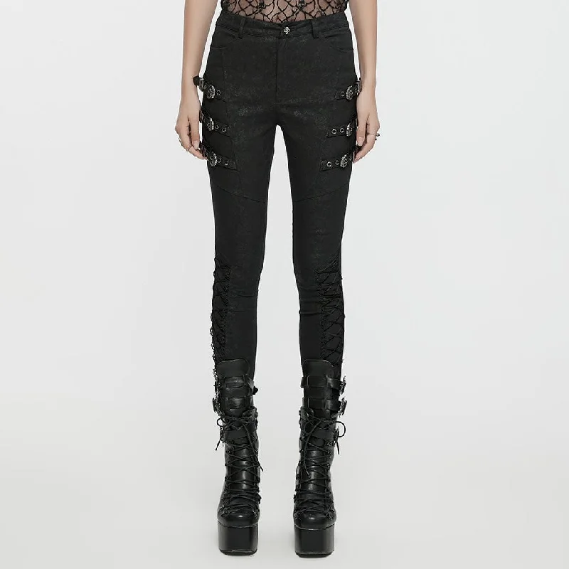 Women's Gothic Buckle Lace-up Pants