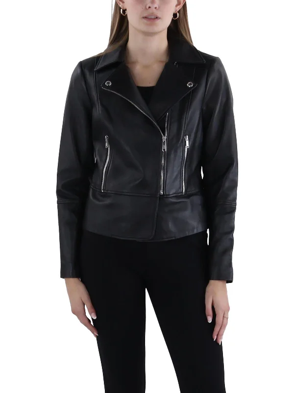 Womens Leather Embossed Motorcycle Jacket