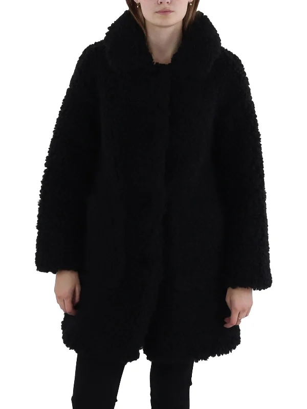 Womens Sherpa Long Sleeves Faux Fur Coat