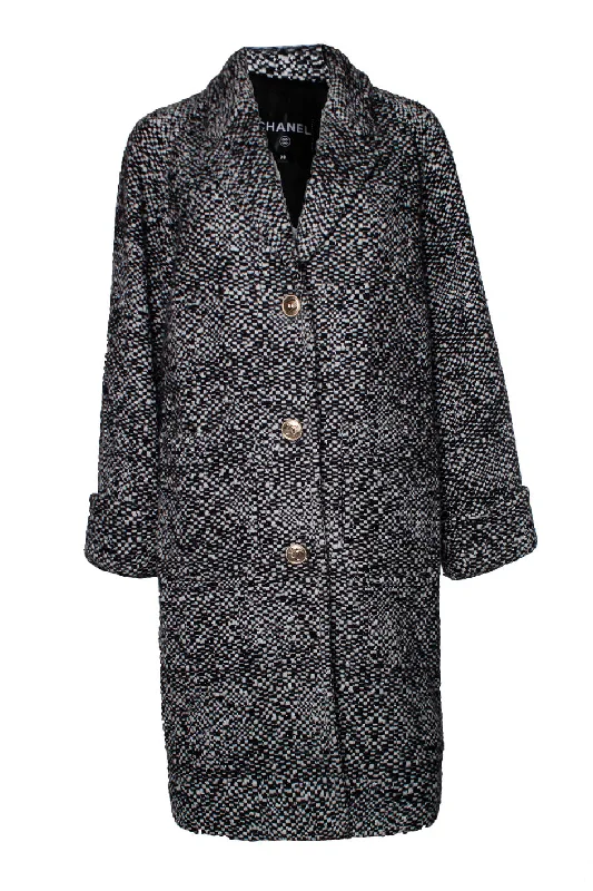 Wool tweed sequinned coat