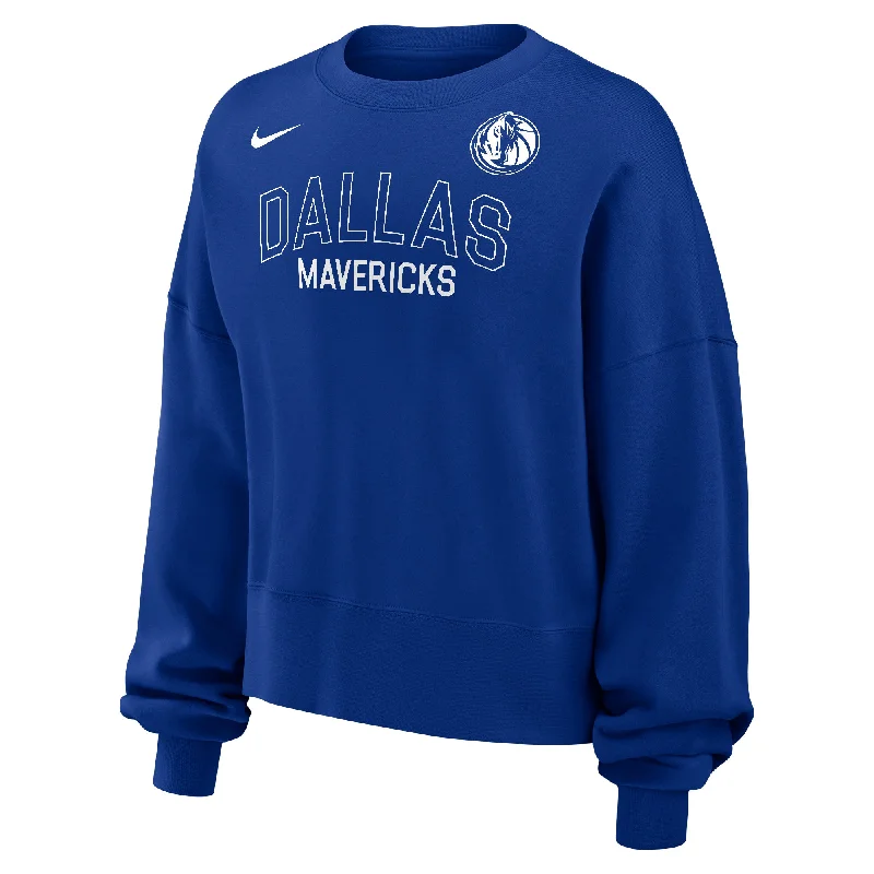 DALLAS MAVERICKS NIKE WOMENS ROYAL FLEECE LONG SLEEVE CREW